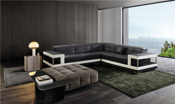 Ledersofa L-Form Couch Wohnlandschaft Ecksofa Garnitur Design Sofa
