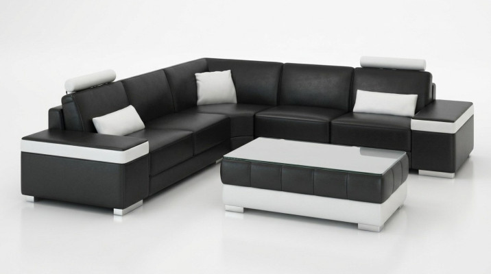 Ledersofa Möbel L-Form Couch Wohnlandschaft Ecksofa Garnitur Design