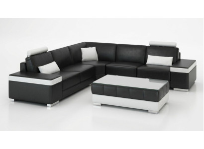 Ledersofa Möbel L-Form Couch Wohnlandschaft Ecksofa Garnitur Design