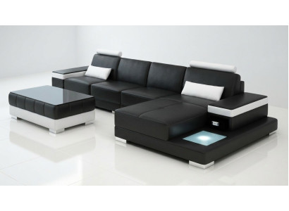 Couch Ecksofa Möbel Leder Wohnlandschaft Garnitur Design Modern Sofa