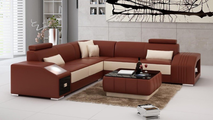 Ledersofa L-Form Couch Möbel Wohnlandschaft Ecksofa Garnitur Design