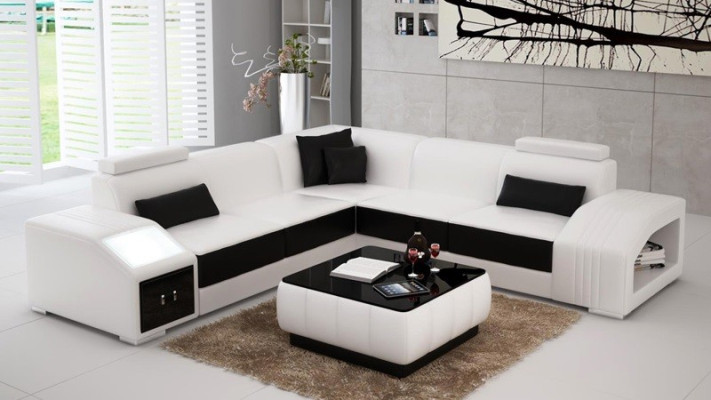 Ledersofa L-Form Couch Möbel Wohnlandschaft Ecksofa Garnitur Design
