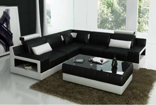 Designer Garnitur Sofa Couch Ecksofa mit Hocker Wohnlandschaft Polster