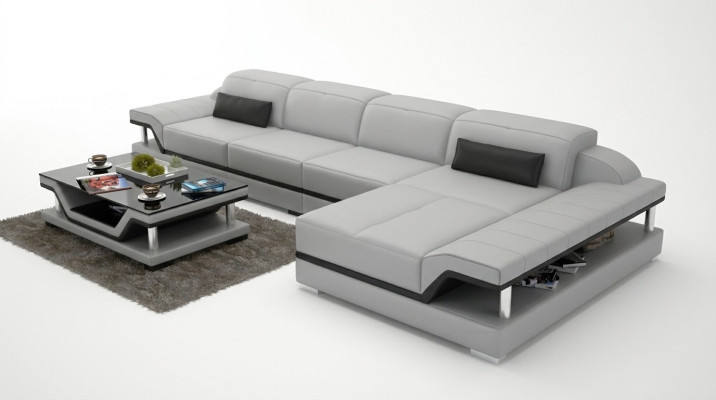Design Ecksofa L-form Couch Leder Sofas Weiß Wohnlandschaft Couchen