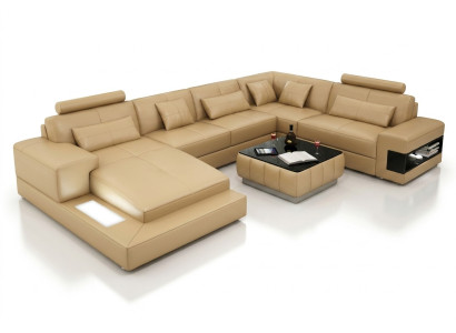 Ecksofa Ledersofa Polster Wohnlandschaft Couch Sofa Eckgarnitur U Form