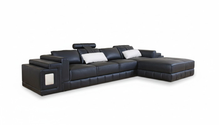 Ecksofa Leder Sofa Couch Polster Eck Wohnlandschaft Sitz Garnitur L-Form