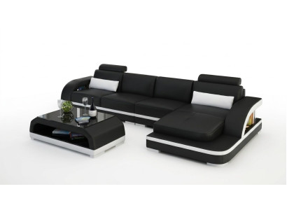 Ledersofa L-Form Couch Wohnlandschaft Ecksofa Dekor Garnitur Design Modern
