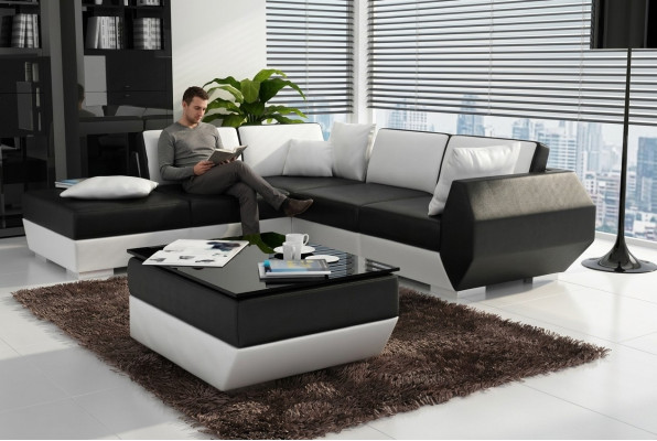 Ecksofa Ledersofa Polster Wohnlandschaft Couch Sofa Eckgarnitur L Form