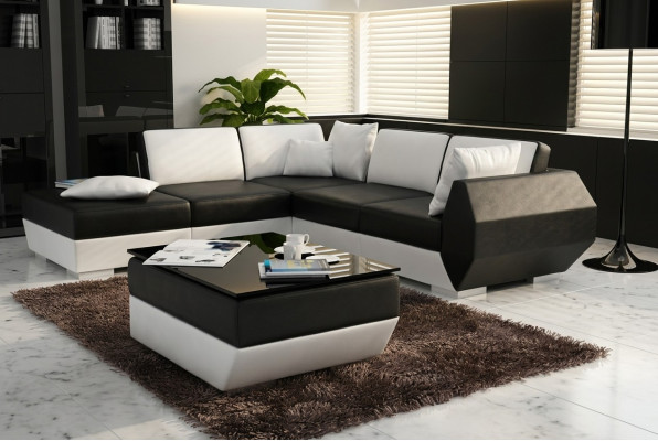 Ecksofa Ledersofa Polster Wohnlandschaft Couch Sofa Eckgarnitur L Form