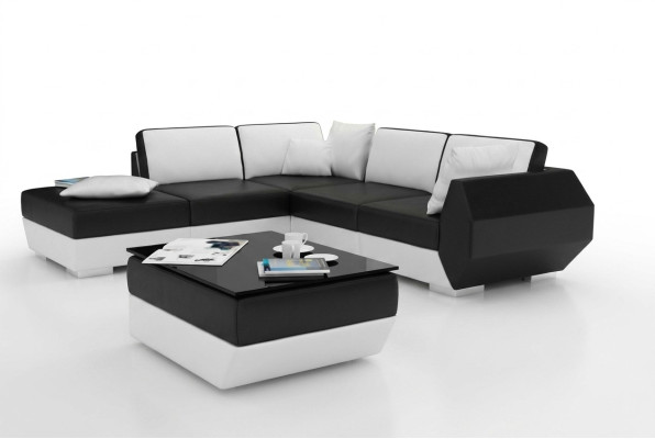 Ecksofa Ledersofa Polster Wohnlandschaft Couch Sofa Eckgarnitur L Form