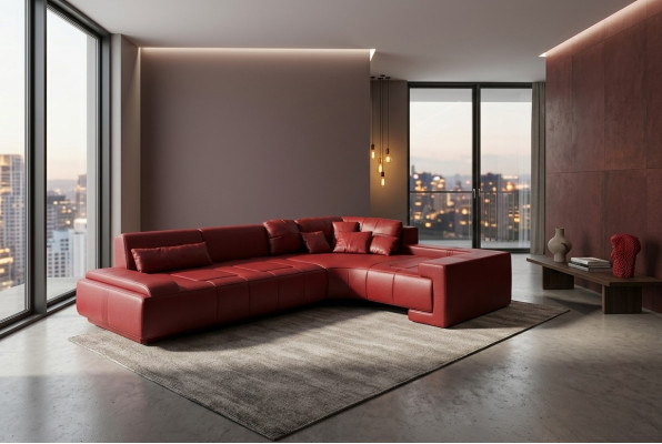Leder Modern Couch Wohnlandschaft Ledersofa Deko Sofagarnitur Sofa L-Form