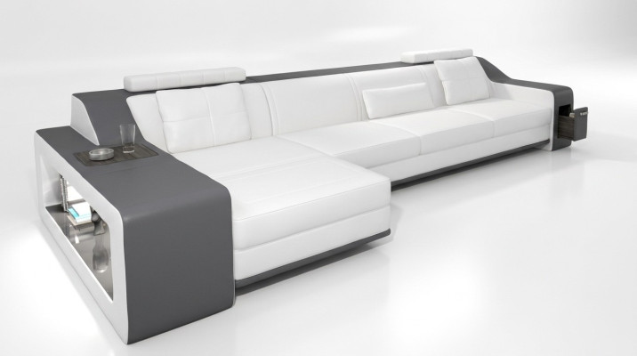 Designer Sofa Couch Ecksofa mit Hocker Wohnlandschaft Polster Garnitur