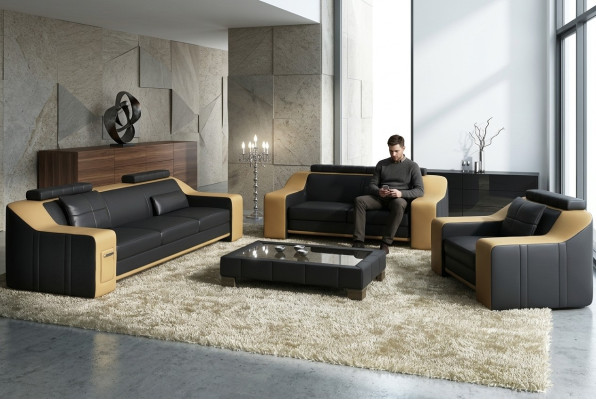 Ledersofa Couch Wohnlandschaft 3+2+1 Sitzer Garnitur Modern Sofa Garnituren neu