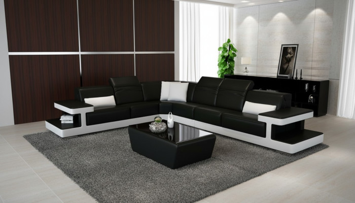 Ledersofa L-Form Couch Wohnlandschaft Dekor Ecksofa Garnitur Design Modern