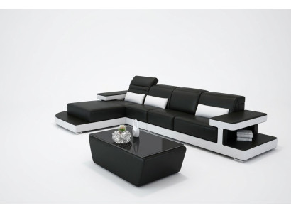 Leder Modern Couch Wohnlandschaft Deko Ledersofa Sofagarnitur Sofa L-Form