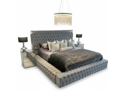 Chesterfield Bett Luxus Schlafzimmer Hotel Polster Betten mit Knöpfen