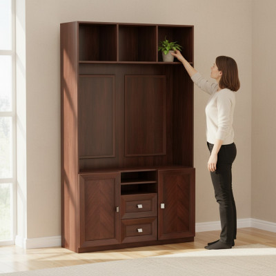 TV Schränke Fernseher Büro Wand Schrank Möbel Braun Wohnzimmer