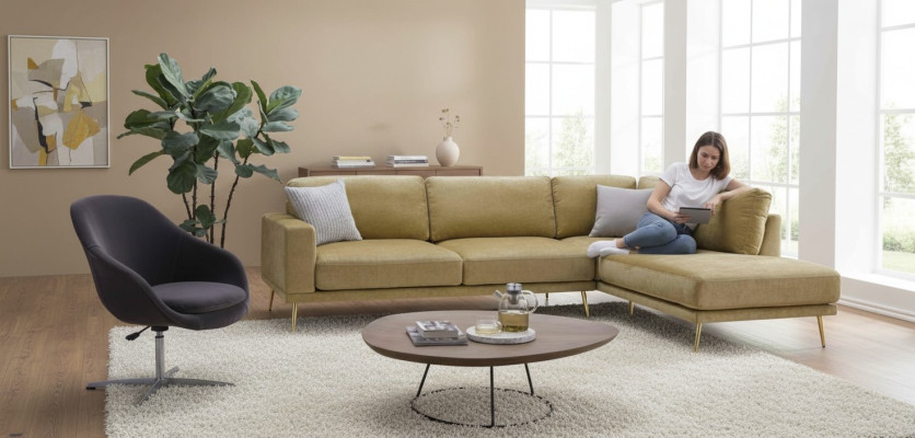 Design Stoff Ecksofa L-Form Sofa Couch Design Polster Textil Deko Modern