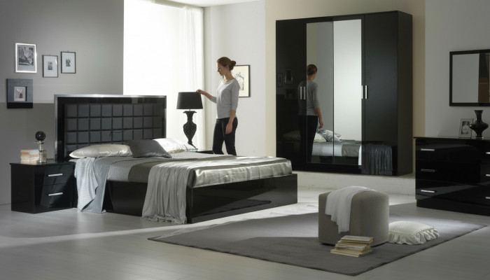 Design Schlafzimmer 6 tlg. Schlafzimmer Komplett Set Bett Nachttisch Kommode Neu