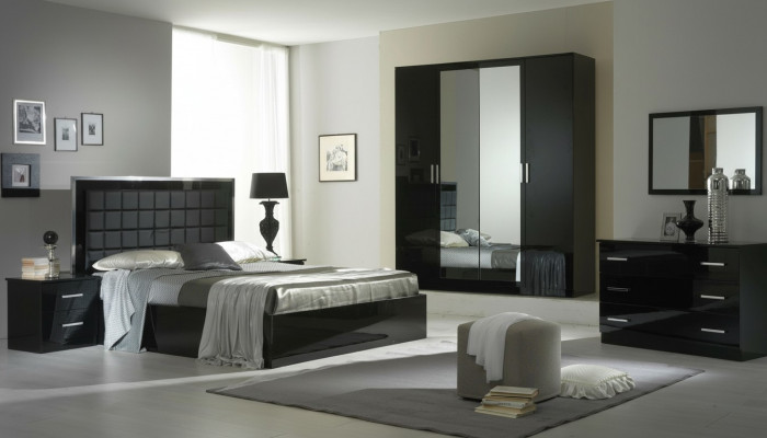 Design Schlafzimmer 6 tlg. Schlafzimmer Komplett Set Bett Nachttisch Kommode Neu
