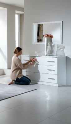 Spiegel + Kommode Schrank Kommoden Anrichte Schlafzimmer Set Deko Holz