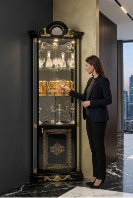 Klassische Vitrine Schrank Wohnzimmer Vitrinenschrank Vitrinen Italien Möbel Neu