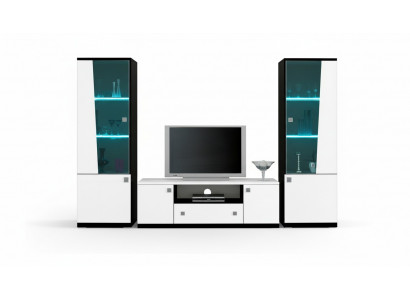 Moderne Wohn Wand Wohnzimmer Vitrine Sideboard RTV Regal Wände Schrank 3tlg. Neu