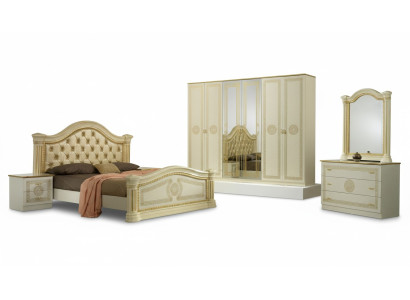 Schlafzimmer Chesterfield Leder Bett 6tlg Design Möbel Set Nachttisch Kommode