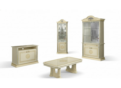 Wohnzimmer Set Garnitur 4tlg. Gruppe Kommode Vitrine 2x Couchtisch Barock Rokoko