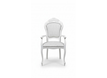 Stuhl Weiß Silber Design Wohnzimmer Esszimmer Holz Stühle Polster Made in Italy