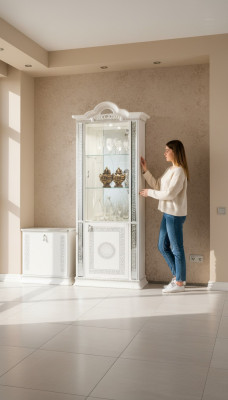 Hochwertige Vitrine Vitrinen Luxus Schrank Holz Italienische Stil Möbel Glas Neu