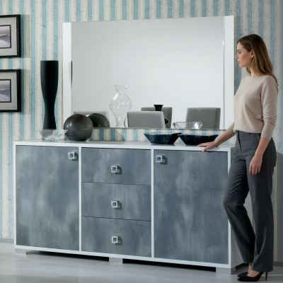 Moderne Kommoden 2tlg. Set Stil Modern Kommode + Spiegel Italienische Möbel