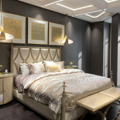 Klassisches Bett Barock Rokoko Hotel Betten Polsterbett Doppelbett Leder