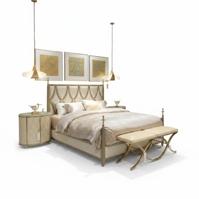 Klassisches Bett Barock Rokoko Hotel Betten Polsterbett Doppelbett Leder