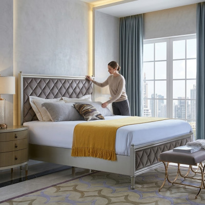 Klassisch Designer Bett Schlafzimmer Textil Leder Polster Italienische Möbel