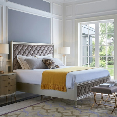 Klassisch Designer Bett Schlafzimmer Textil Leder Polster Italienische Möbel