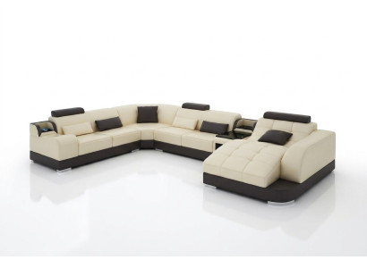 Ledersofa Designer Sofa U Form Wohnlandschaft Couch Polster Ecksofa