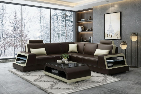 Ecksofa Ledersofa Polster Wohnlandschaft Sofa Couch Eckgarnitur L Form