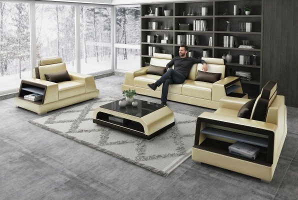 Moderne Sofagarnitur Couch Sofa Gruppe Garnituren 311 Sitzer Ledersofa
