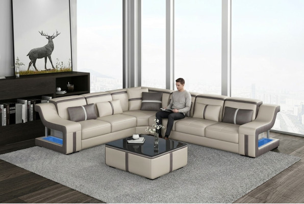 Ecksofa Sofa Couch Polster L-Form Wohnlandschaft Sitzgarnitur Sofas