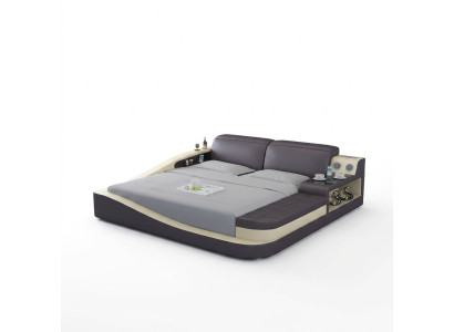 Luxus Schlafzimmer Bett Polster Design Leder Doppel Hotel Betten Textil