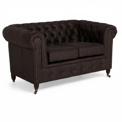 Zweisitzer Chesterfield Textil Couch Polster 2 Sitzer Sofas Couchen schwarze Neu