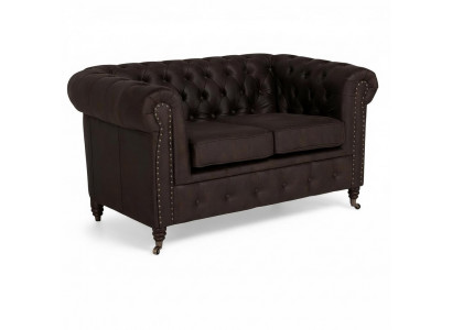 Zweisitzer Chesterfield Textil Couch Polster 2 Sitzer Sofas Couchen schwarze Neu