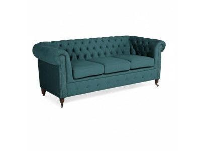 Klassische Chesterfield Möbel Dreisitzer Couch Textil Sofa Edles Design