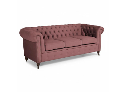 Klassische Möbel Chesterfield 3 Sitzer Couch Textil Stoff Sofa Edles Design Neu