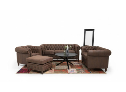 Chesterfield Couch Sitz Polster 321 Hocker Sitzer Garnitur Sofa Sofas Fußhocker