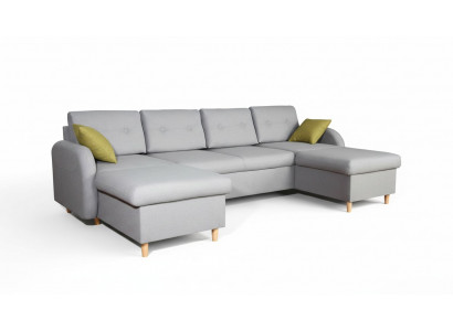 Wohnlandschaft Ecksofa Stoff U-Form Bettfunktion Couch Design Deko Polster