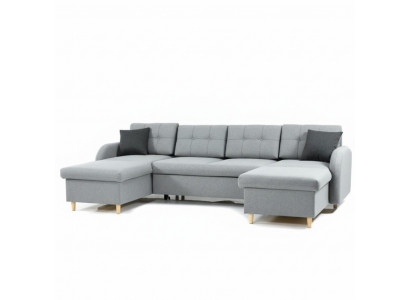 Wohnlandschaft Ecksofa Stoff U-Form Bettfunktion Couch Deko Design Polster