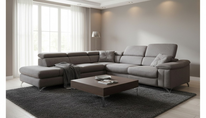 Design Ecksofa L-form Bettfunktion Couch Leder Textil Sofa Multifunktion