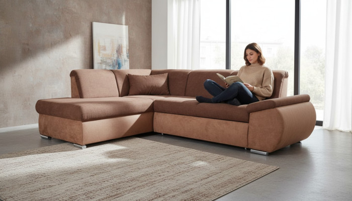Bettfunktion Stoff Ecksofa L-Form Sofa Couch Polster Design Couch Textil